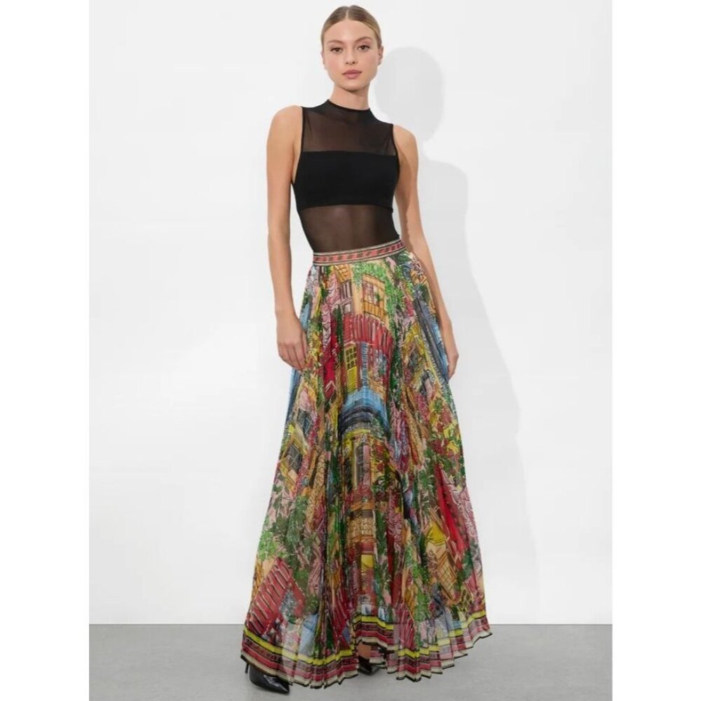 Alice + Olivia Katz Vacation Dreams Pleated Maxi Skirt 2 NWT $550 - Picture 1 of 10